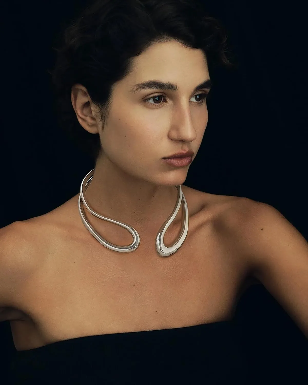 Gold Silver Chunky Choker Necklace For Women Waterdrop Choker Collar Necklace Bold Statement Necklaces Spring Hinged Open Necklaces Trendy Jewelry