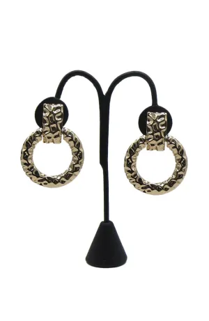 Gold Textured Knocker Clip On Earrings