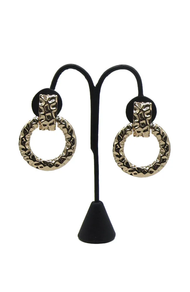 Gold Textured Knocker Clip On Earrings