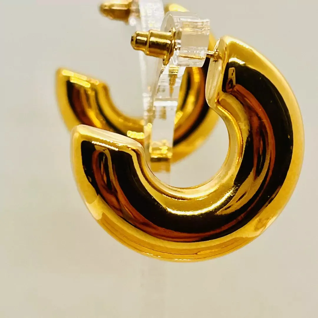Golden Air Tube C Shaped Earrings