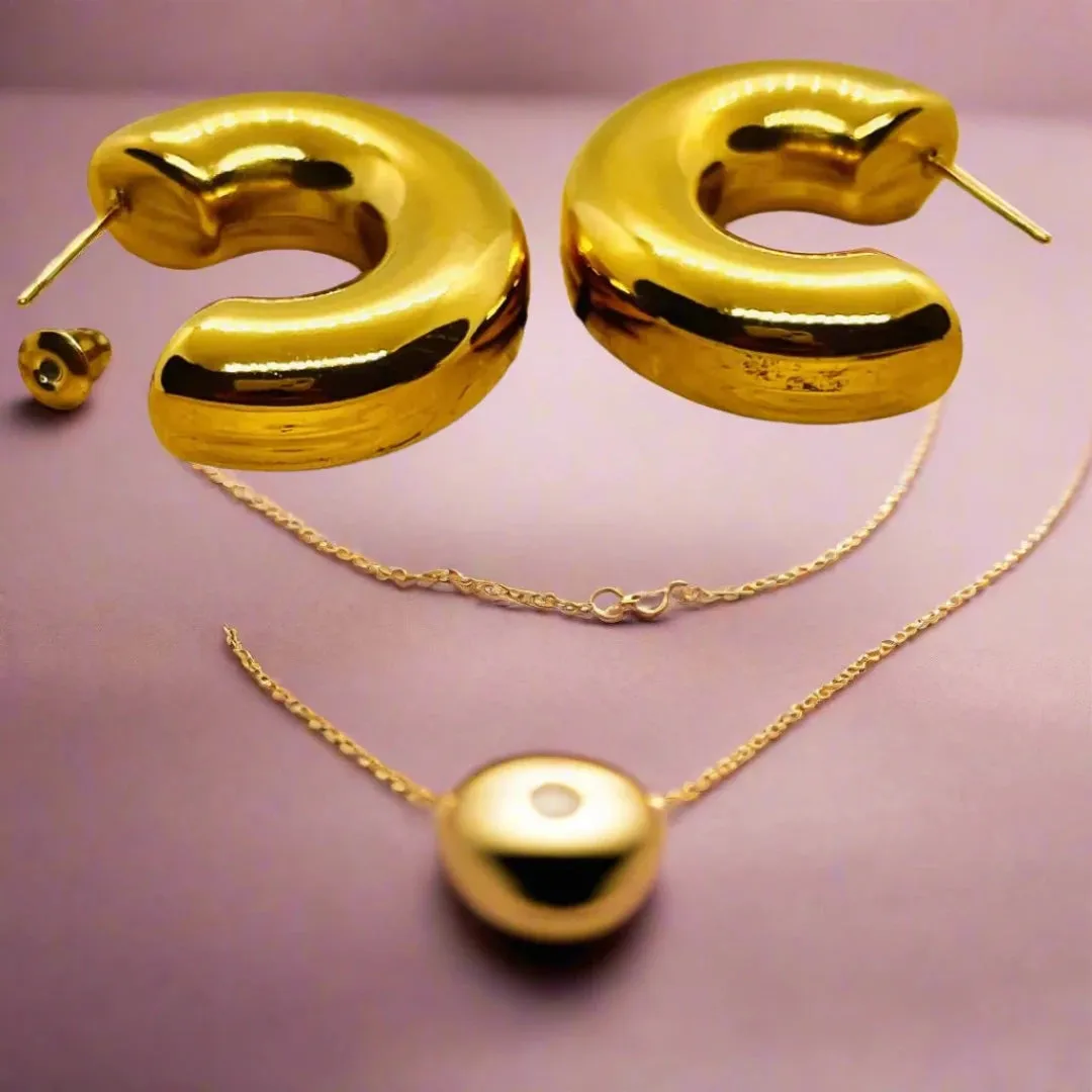 Golden Air Tube C Shaped Earrings