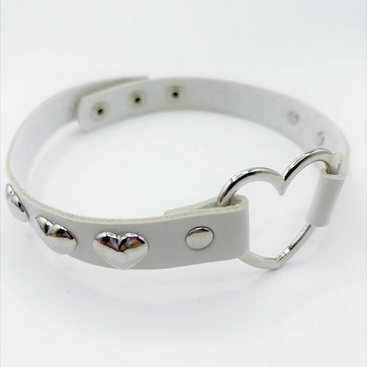 Goth Punk Choker Necklaces for Women Slip Chain Necklaces Black PU Leather Heart Choker Adjustable Neckband Collar Choker Valentines Halloween Christmas Jewelry