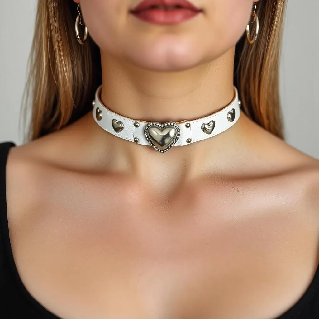 Goth Punk Choker Necklaces for Women Slip Chain Necklaces Black PU Leather Heart Choker Adjustable Neckband Collar Choker Valentines Halloween Christmas Jewelry