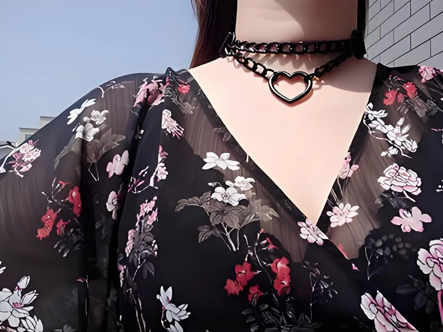 Goth Punk Choker Necklaces for Women Slip Chain Necklaces Black PU Leather Heart Choker Adjustable Neckband Collar Choker Valentines Halloween Christmas Jewelry