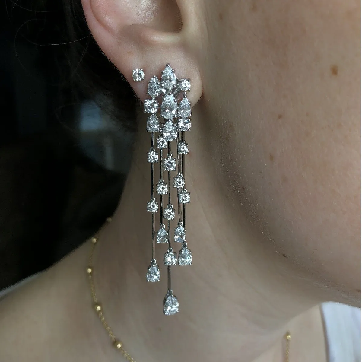 Graff Waterfall Platinum Diamond Earrings