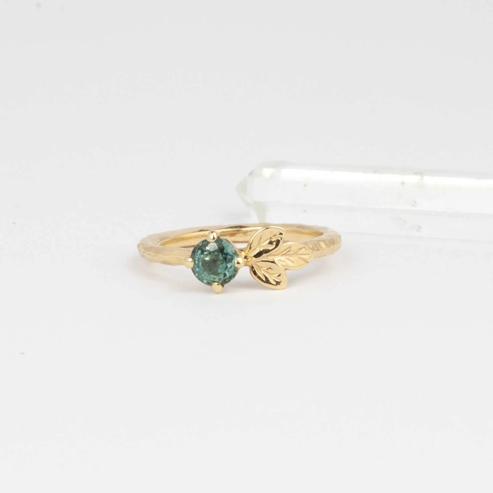 Green Sapphire Leaf Ring