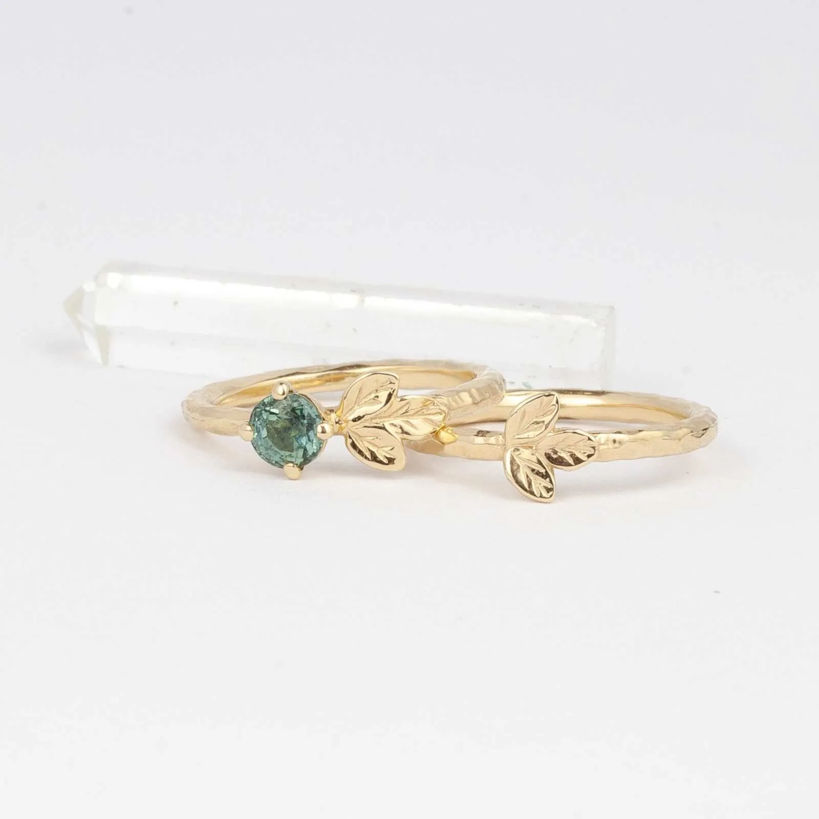 Green Sapphire Leaf Ring