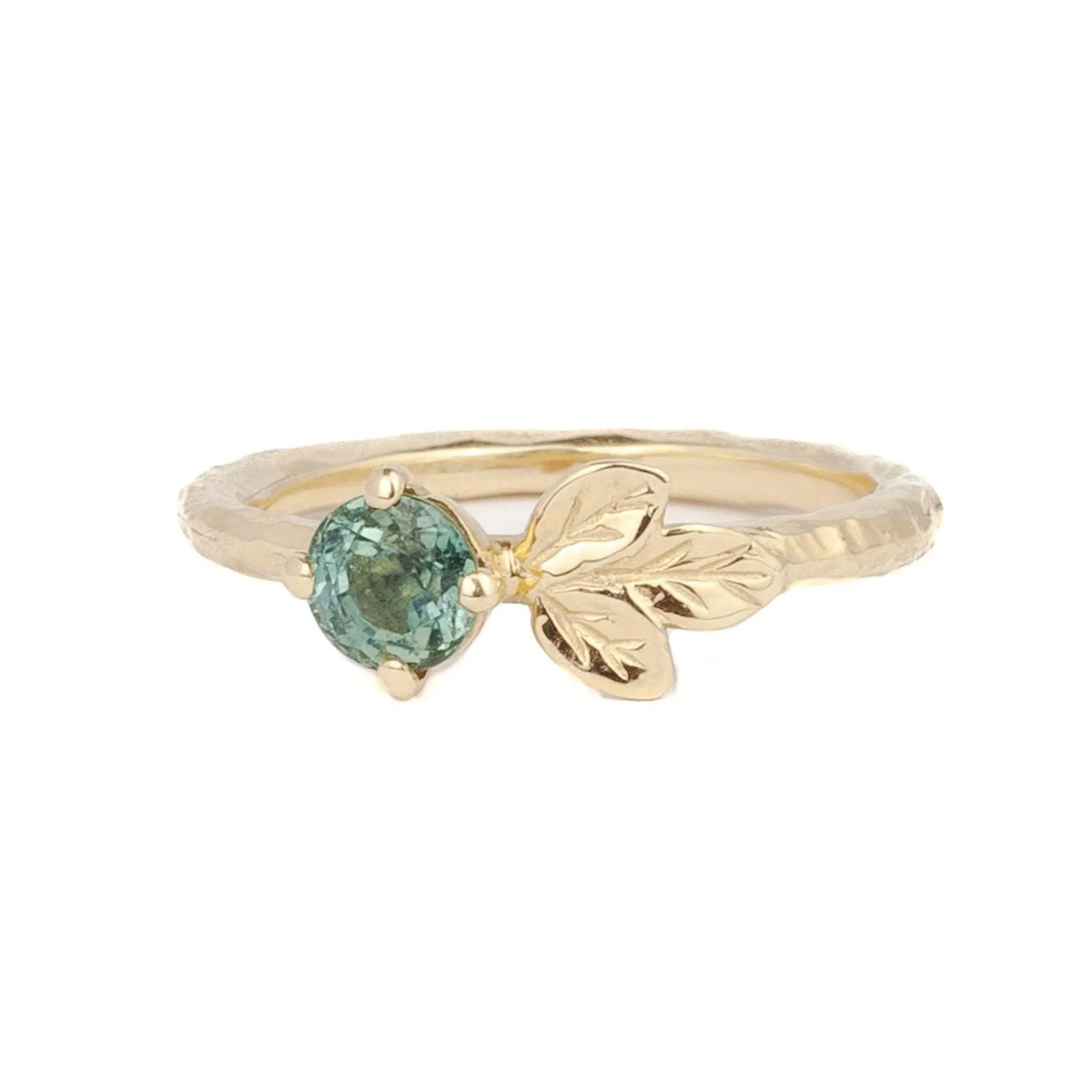 Green Sapphire Leaf Ring