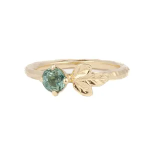 Green Sapphire Leaf Ring