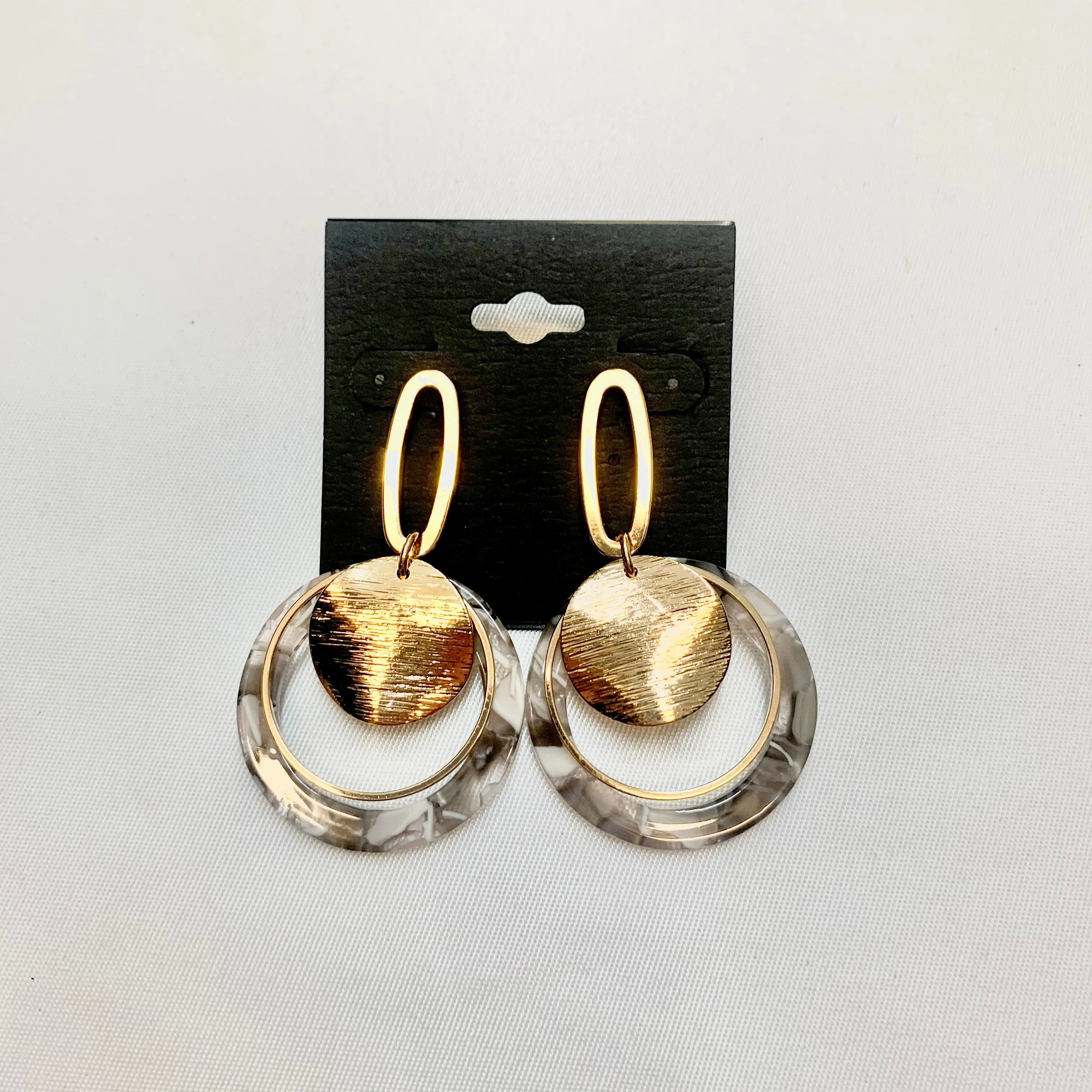 GREY ACRYLIC SPECKLE EARRINGS