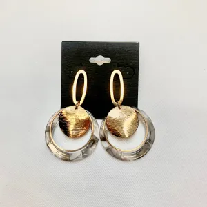 GREY ACRYLIC SPECKLE EARRINGS