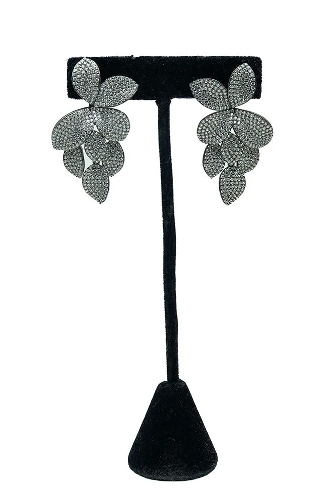 Gunmetal Clear Crystal Pave Earring