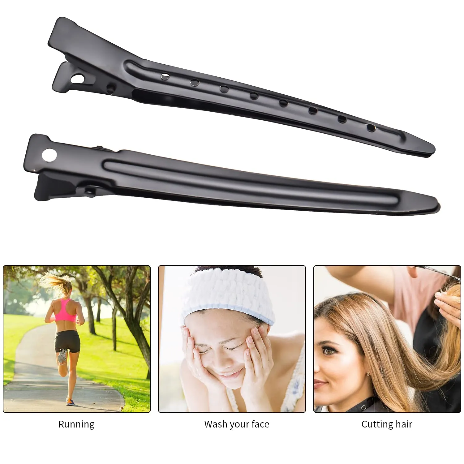 Hair Clips, 50pcs Stainless Steel Hair Clips Non Slip Hair Clips No-Trace Professional Sectioning Hair Clips DIY Accessories for Women Girls Hairdressing Styling Salon, 7cm, Black