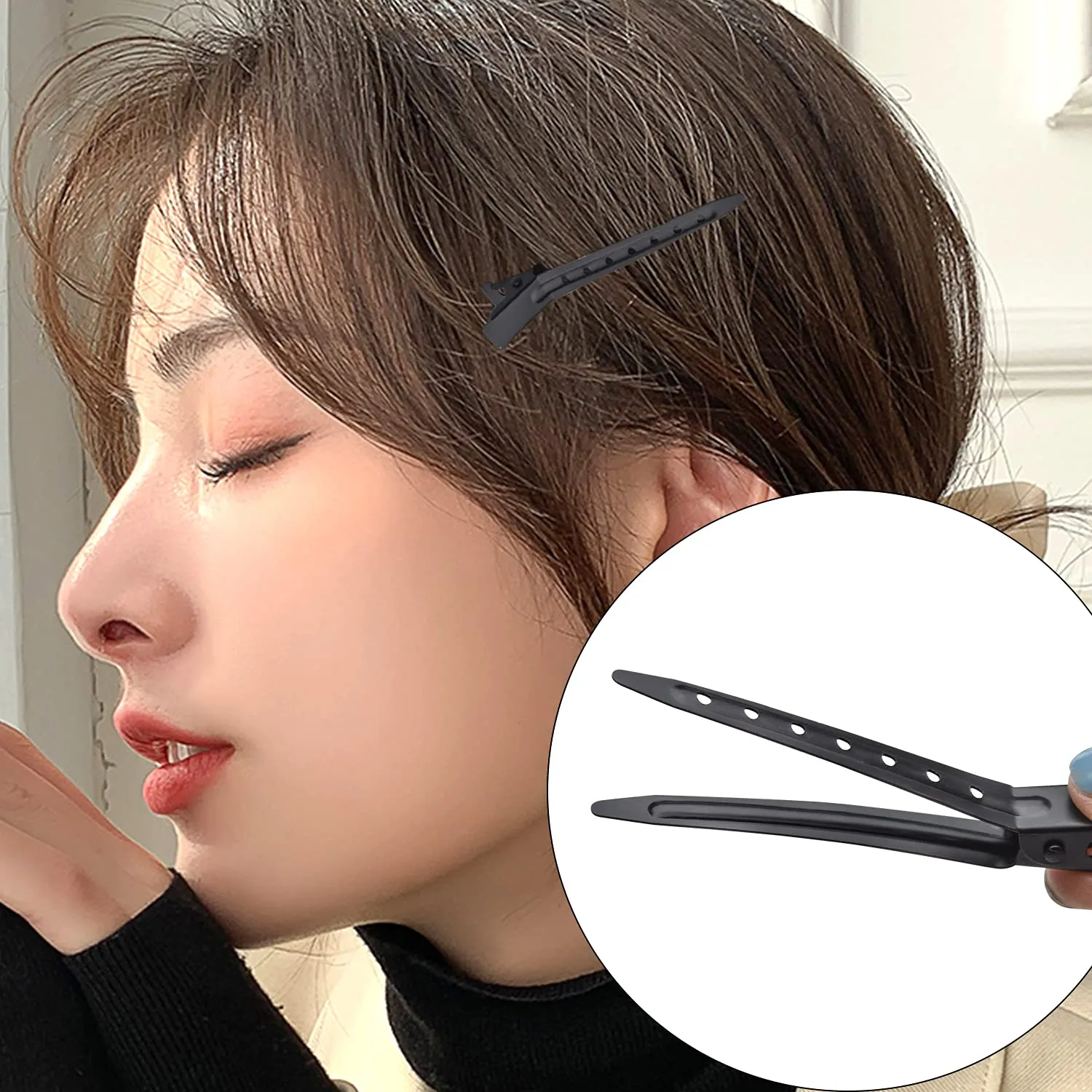 Hair Clips, 50pcs Stainless Steel Hair Clips Non Slip Hair Clips No-Trace Professional Sectioning Hair Clips DIY Accessories for Women Girls Hairdressing Styling Salon, 7cm, Black