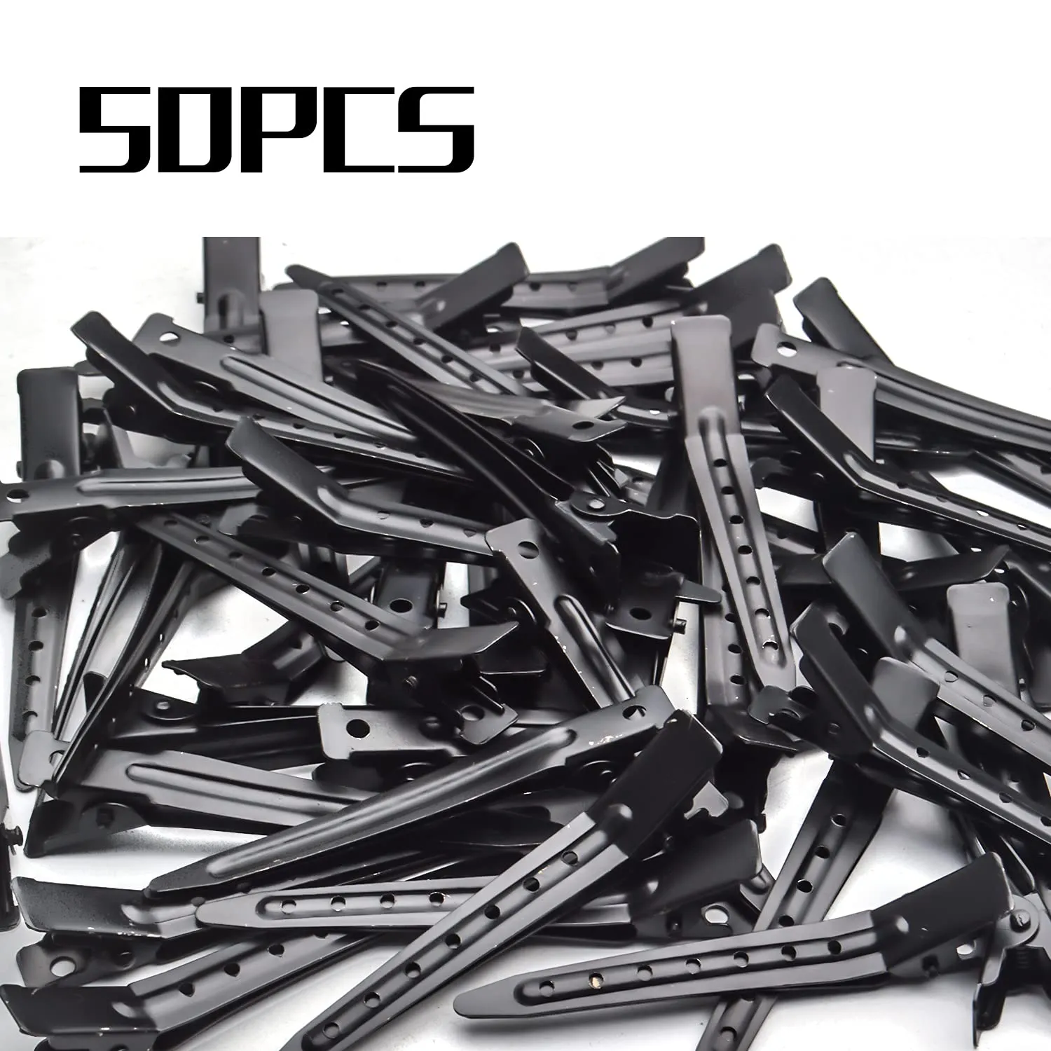 Hair Clips, 50pcs Stainless Steel Hair Clips Non Slip Hair Clips No-Trace Professional Sectioning Hair Clips DIY Accessories for Women Girls Hairdressing Styling Salon, 7cm, Black