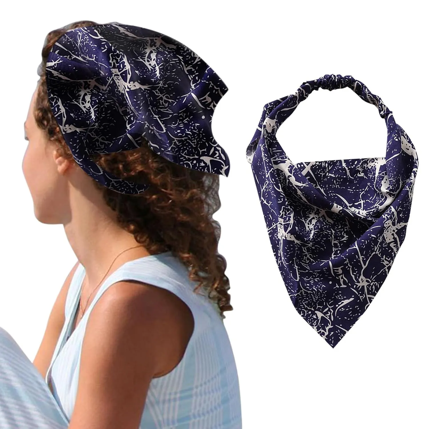 Hair Scarf Boho Floral Print Headband Head Kerchief Turban Headbands Triangle Hair Bandana Hair Accessores (I, One Size)