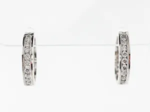 Half Carat Diamond Hoop Earrings in White Gold