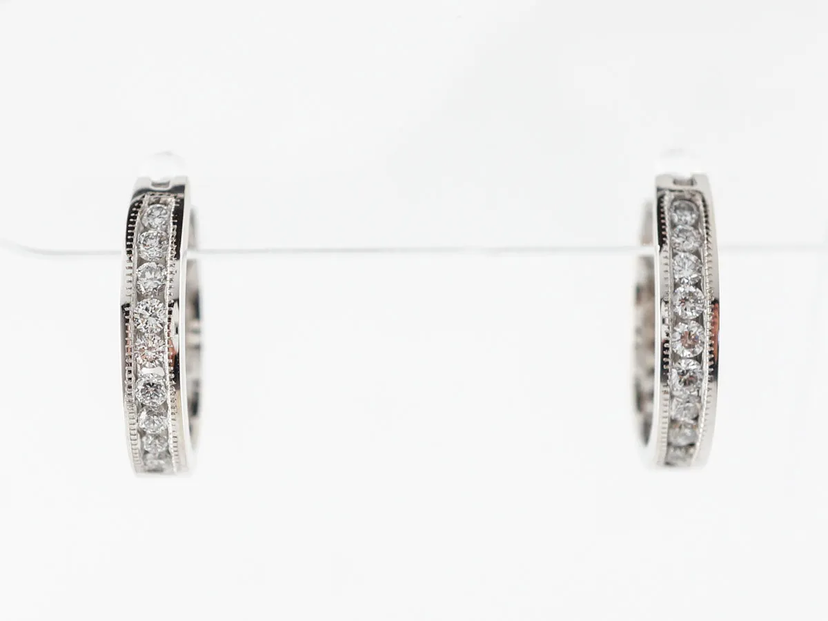 Half Carat Diamond Hoop Earrings in White Gold