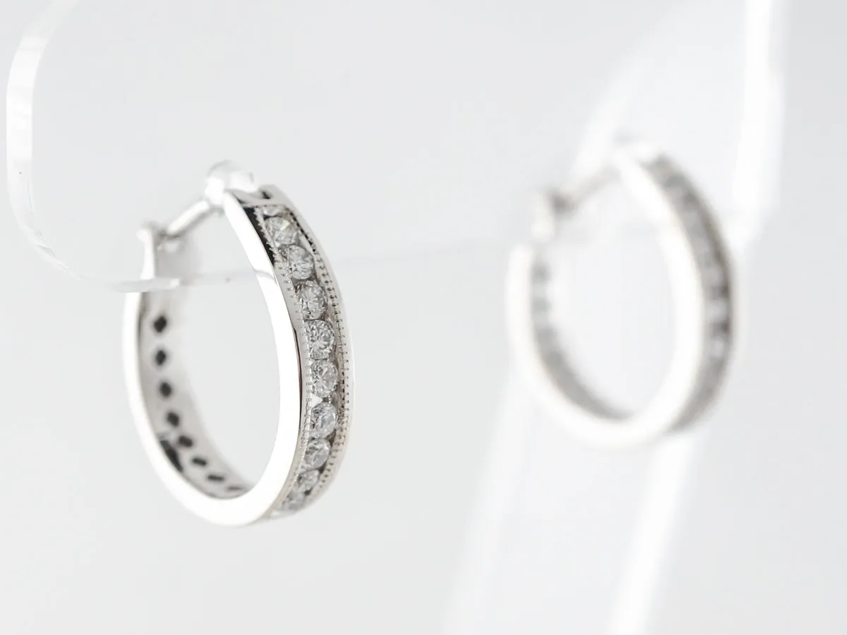 Half Carat Diamond Hoop Earrings in White Gold
