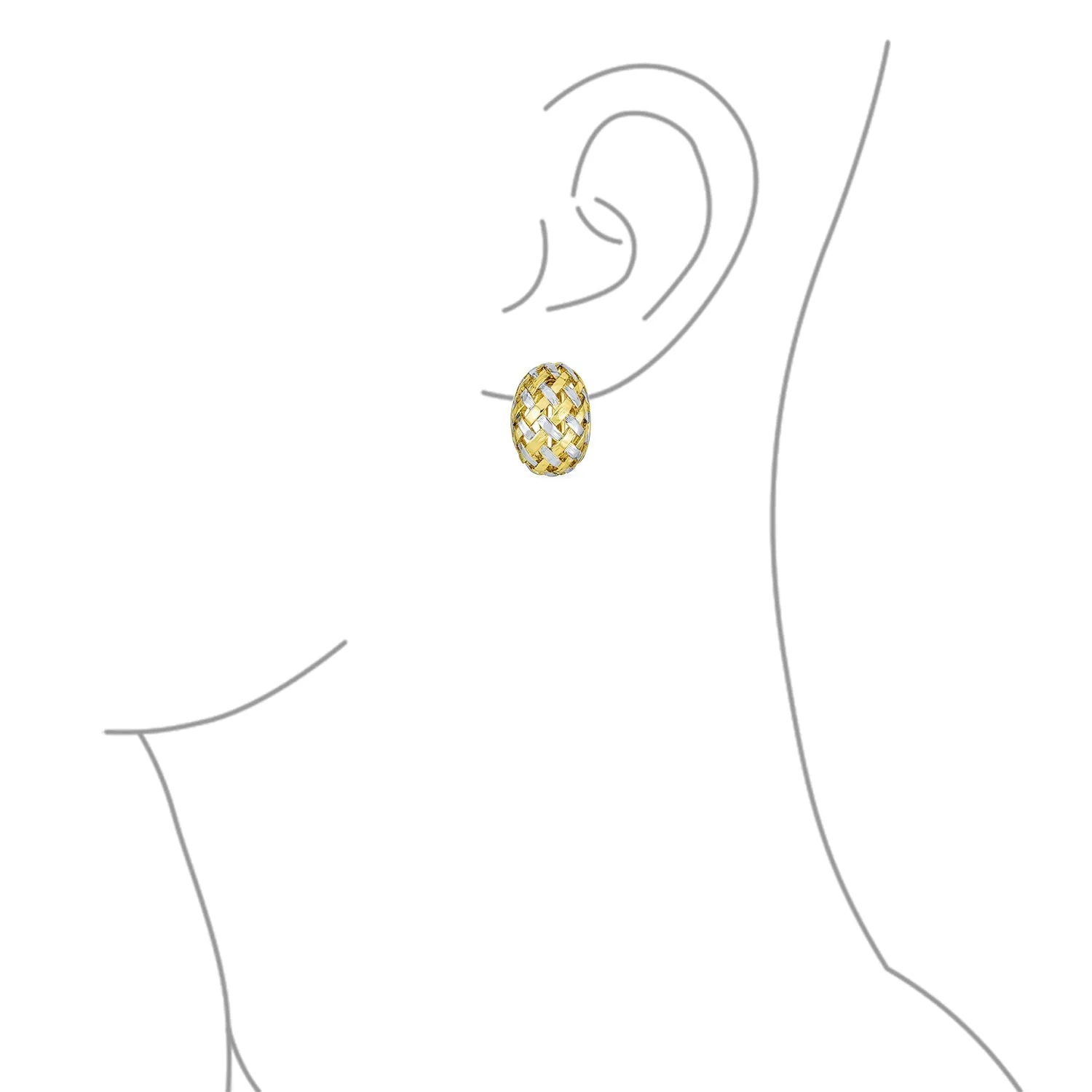 Half Hoop Shrimp Style Woven Clip-On Earrings Gold Plated For Non-Pierced Ears