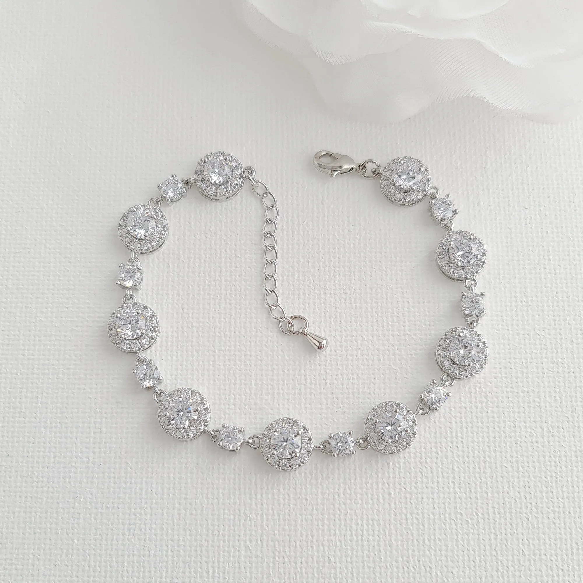 Halo Gold Bracelet for Bride On Her Wedding Day-Reagan