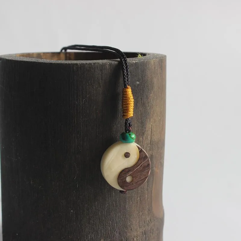 Hand carved Yin-Yang Tagua Nut Pendant Necklace