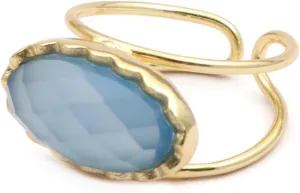 Handmade Design Lavender Chalcedony Designer Band Single Stone Rings Gold Plated Design Gemstone Adjustable Rings Available 5,6,7,8,9