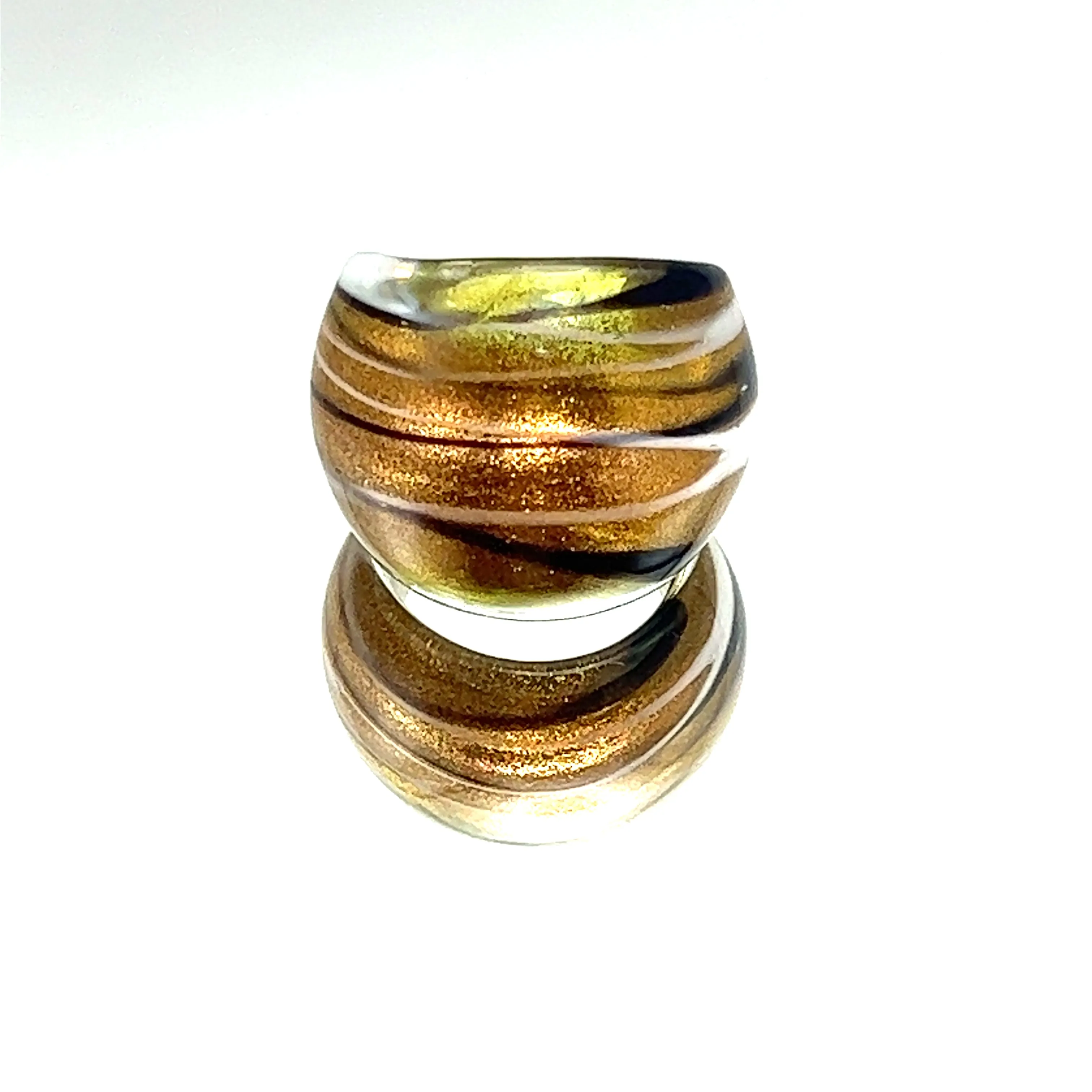 Handmade Glass Acrylic Ring Monochrome Panda Golden Chic Infinity Band