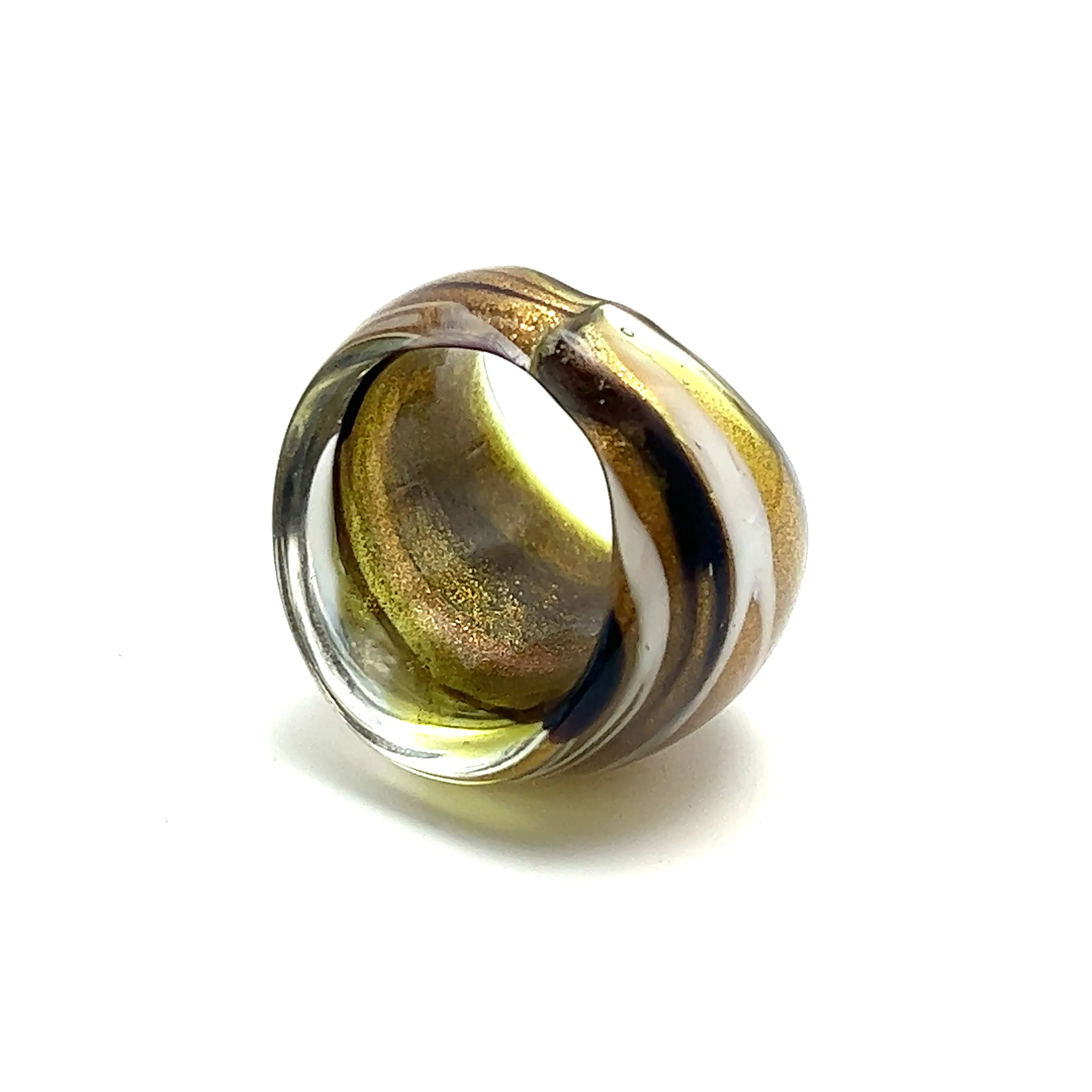 Handmade Glass Acrylic Ring Monochrome Panda Golden Chic Infinity Band