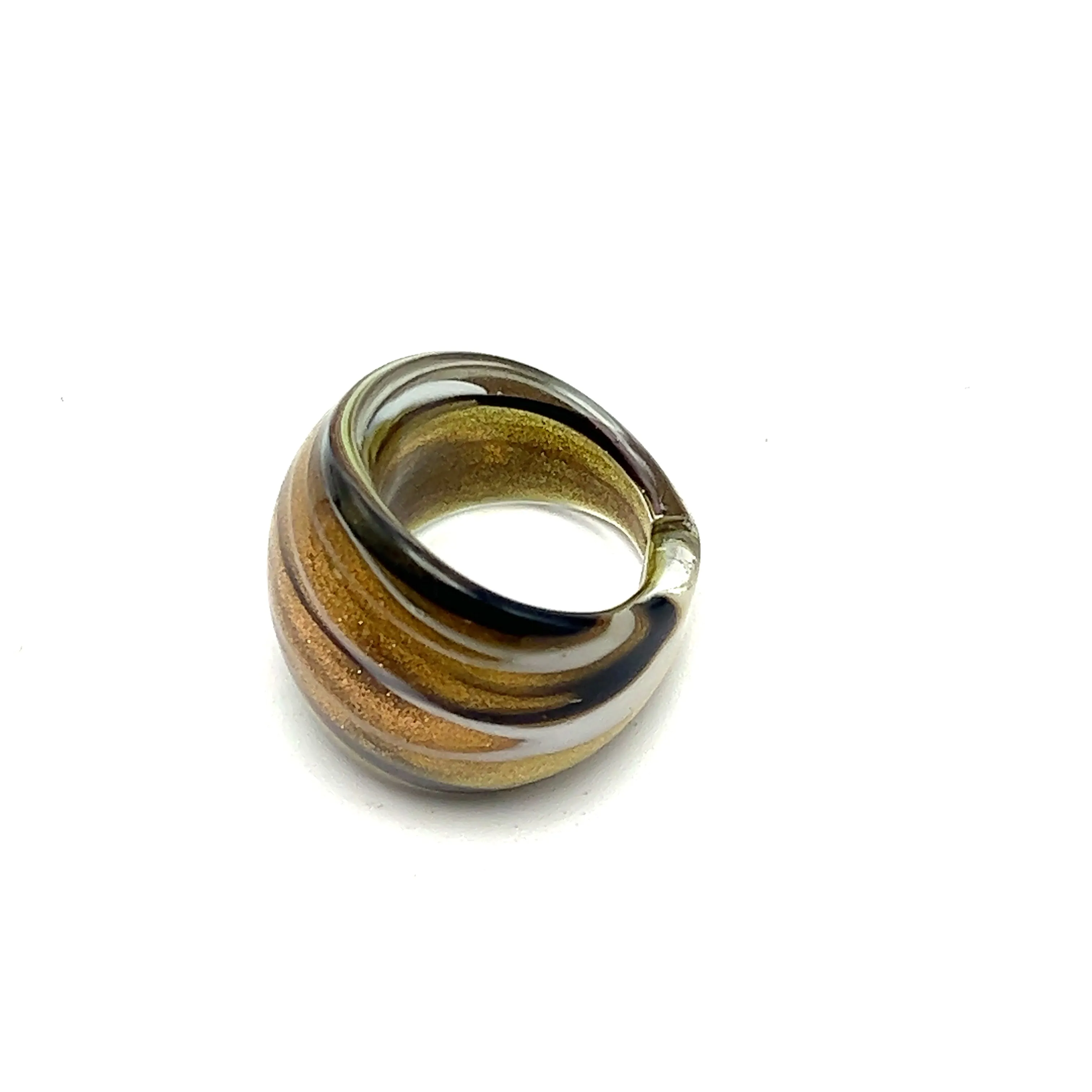 Handmade Glass Acrylic Ring Monochrome Panda Golden Chic Infinity Band