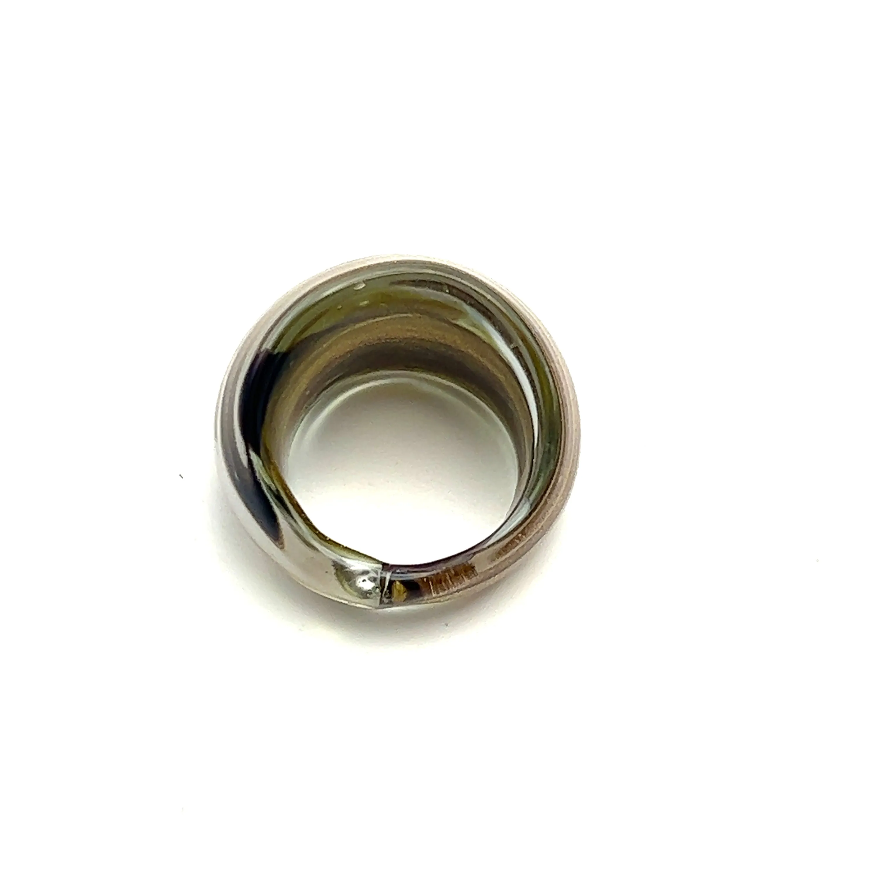 Handmade Glass Acrylic Ring Monochrome Panda Golden Chic Infinity Band