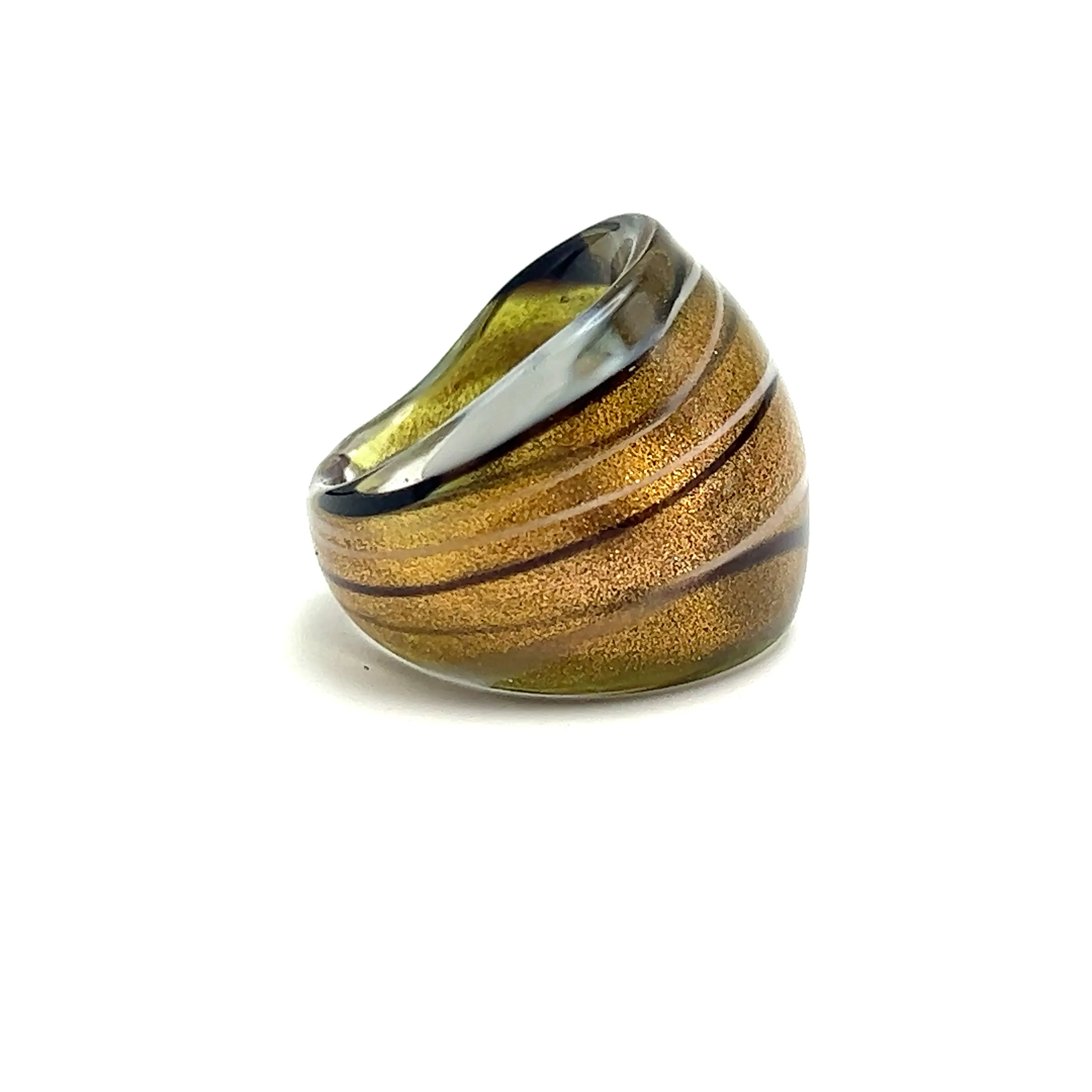Handmade Glass Acrylic Ring Monochrome Panda Golden Chic Infinity Band