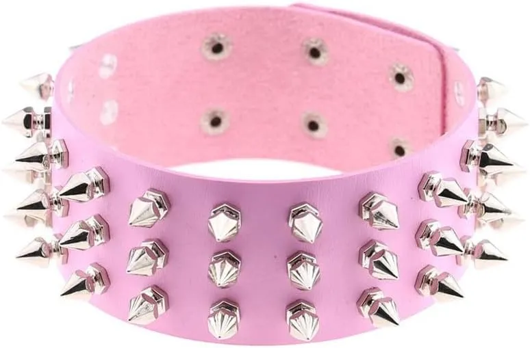 Handmade Spike Punk Choker Necklace Women Adjustable Hip Hop Costume Cosplay Nightclub Rivet Neck Collar Choker