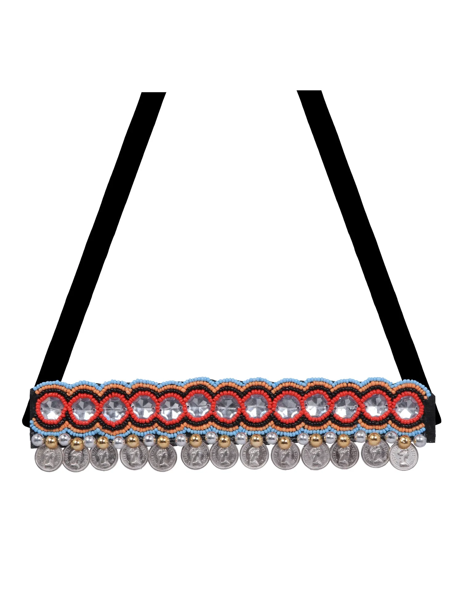 Handwoven Banjara Coin Royal Necklace - Multicolor Artisan Crafted Beauty