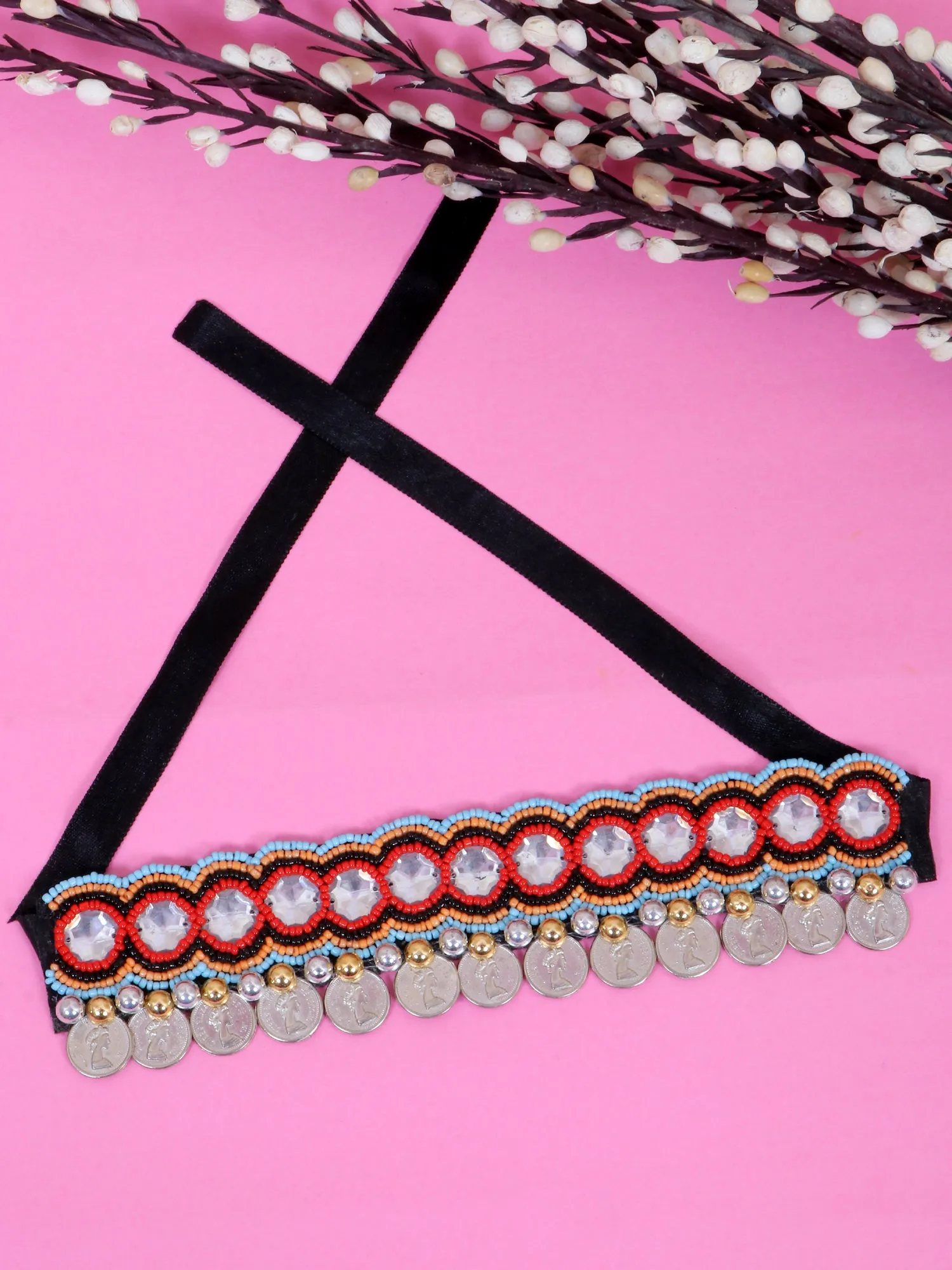 Handwoven Banjara Coin Royal Necklace - Multicolor Artisan Crafted Beauty