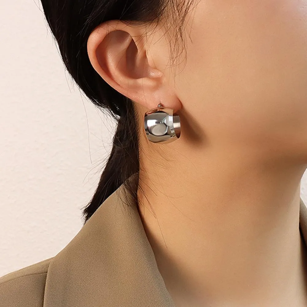 Hannah White Gold Titanium Hoop Earrings