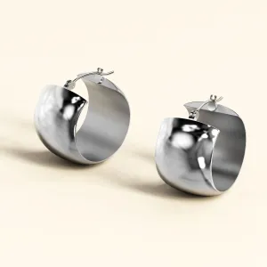 Hannah White Gold Titanium Hoop Earrings