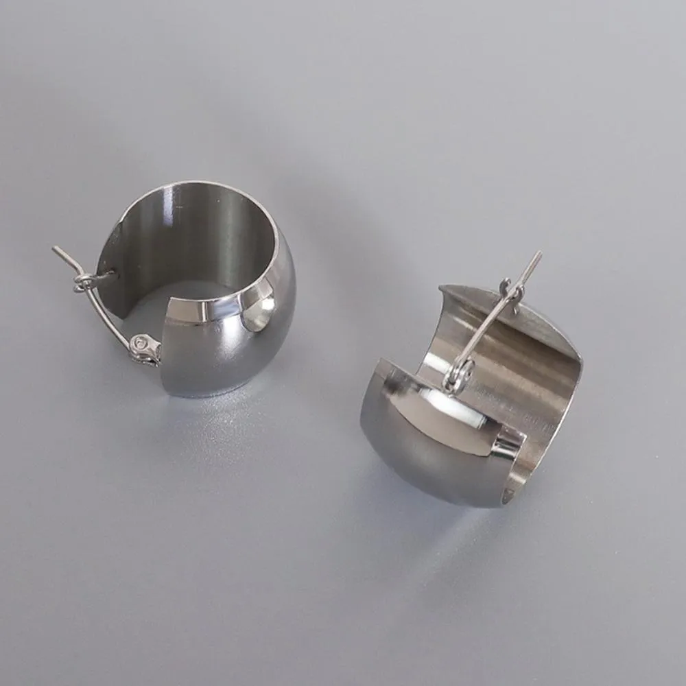 Hannah White Gold Titanium Hoop Earrings
