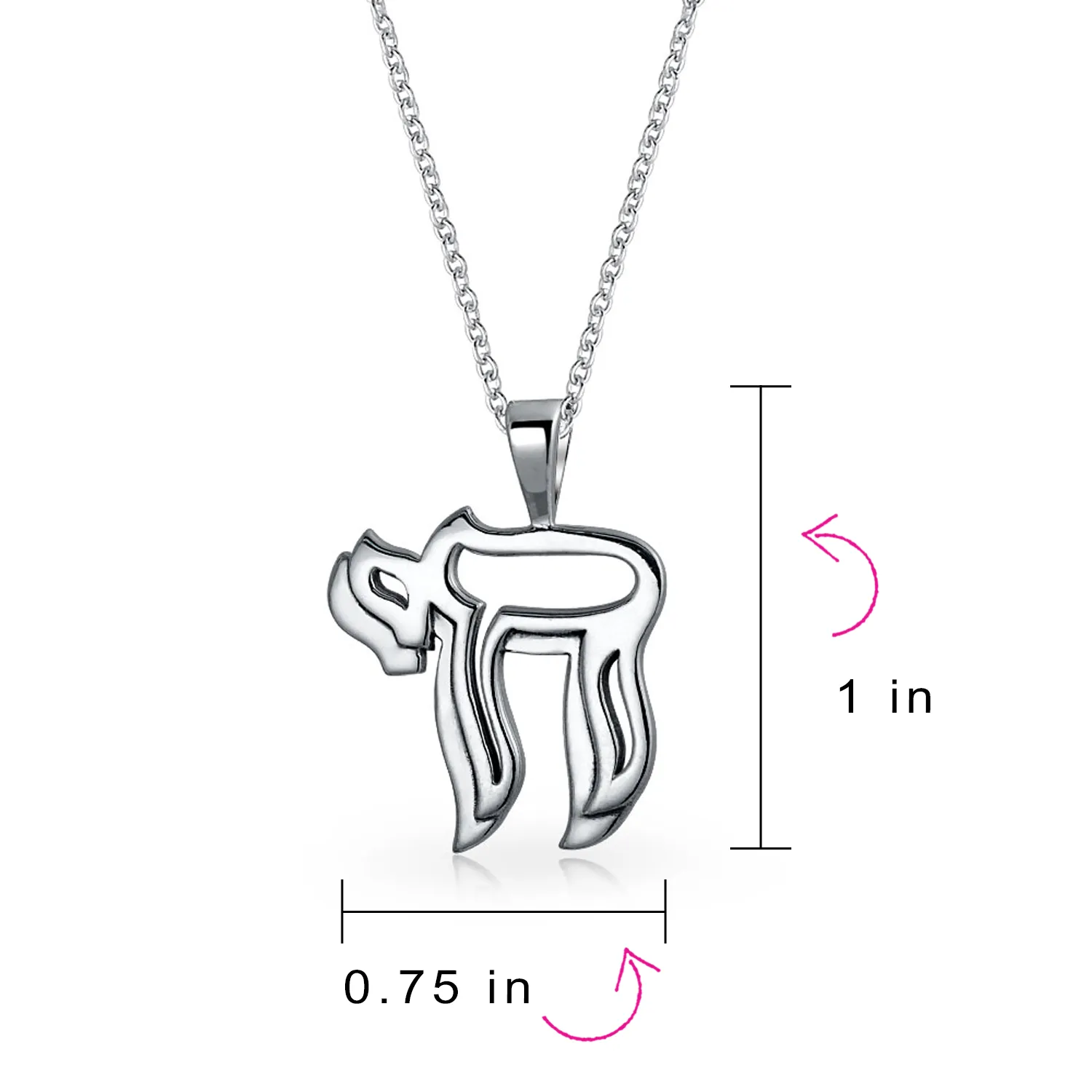 Hanukkah Magen Jewish Hebrew Chai Symbol Pendant Necklace .925 Sterling Silver