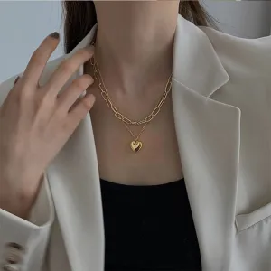 Heart Hip-Hop Double Layer Necklace