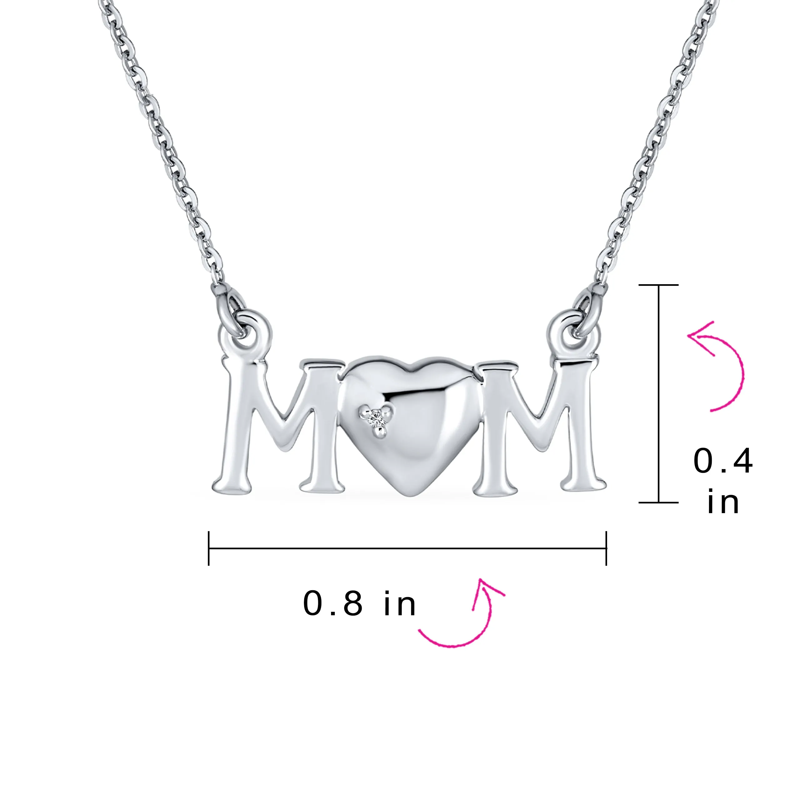 Heart Pendant Necklace with Inspirational Message for MOM in Sterling Silver