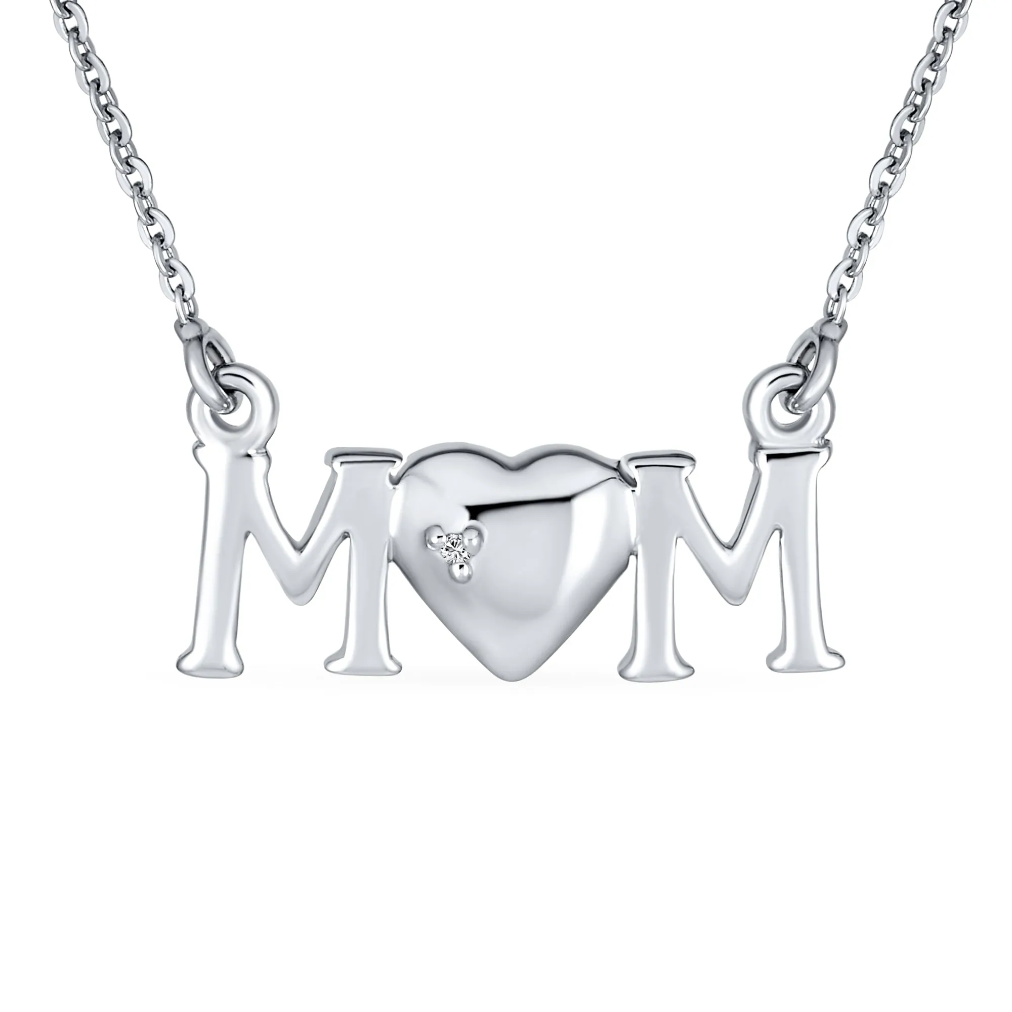Heart Pendant Necklace with Inspirational Message for MOM in Sterling Silver