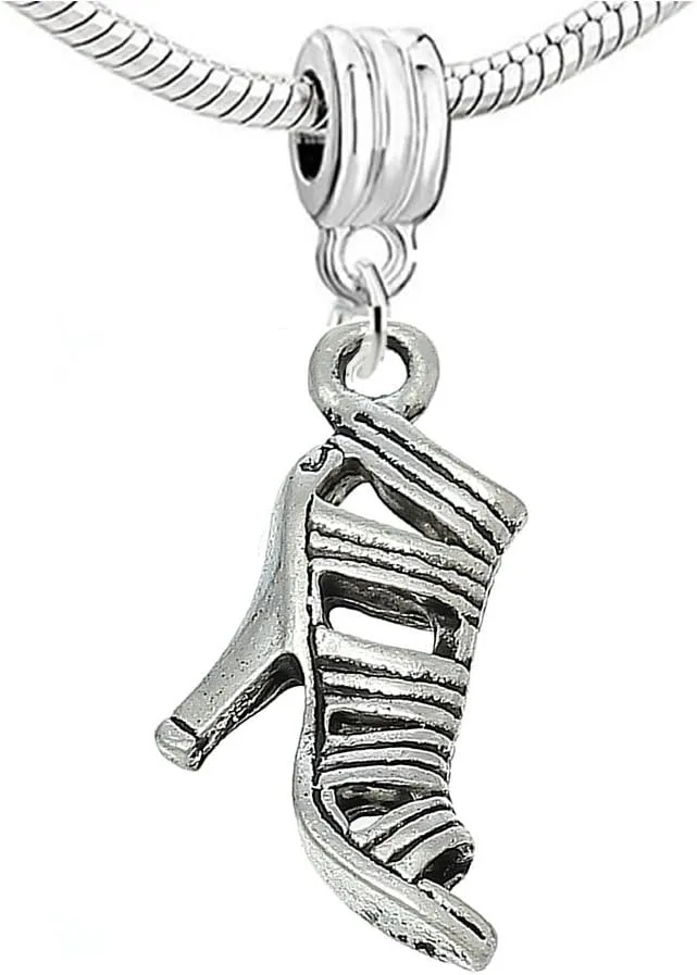 High Heel Shoe Charm Bead for Snake Chain Charm Bracelet