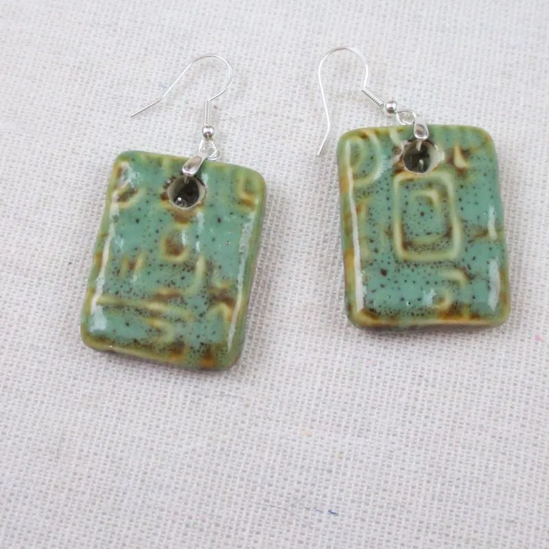Honey & Aqua Porcelain Drop Earrings