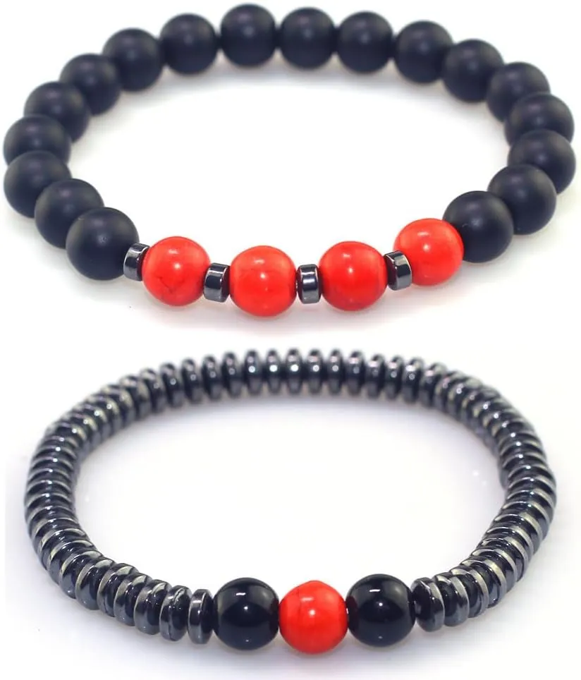 Humanic Maxhematie Beaded Bracelets, Natural Stone Beads Layered Lymphatic Health Energy Healing Bracelets Adjustable Length For Women Men Jewelry Gifts