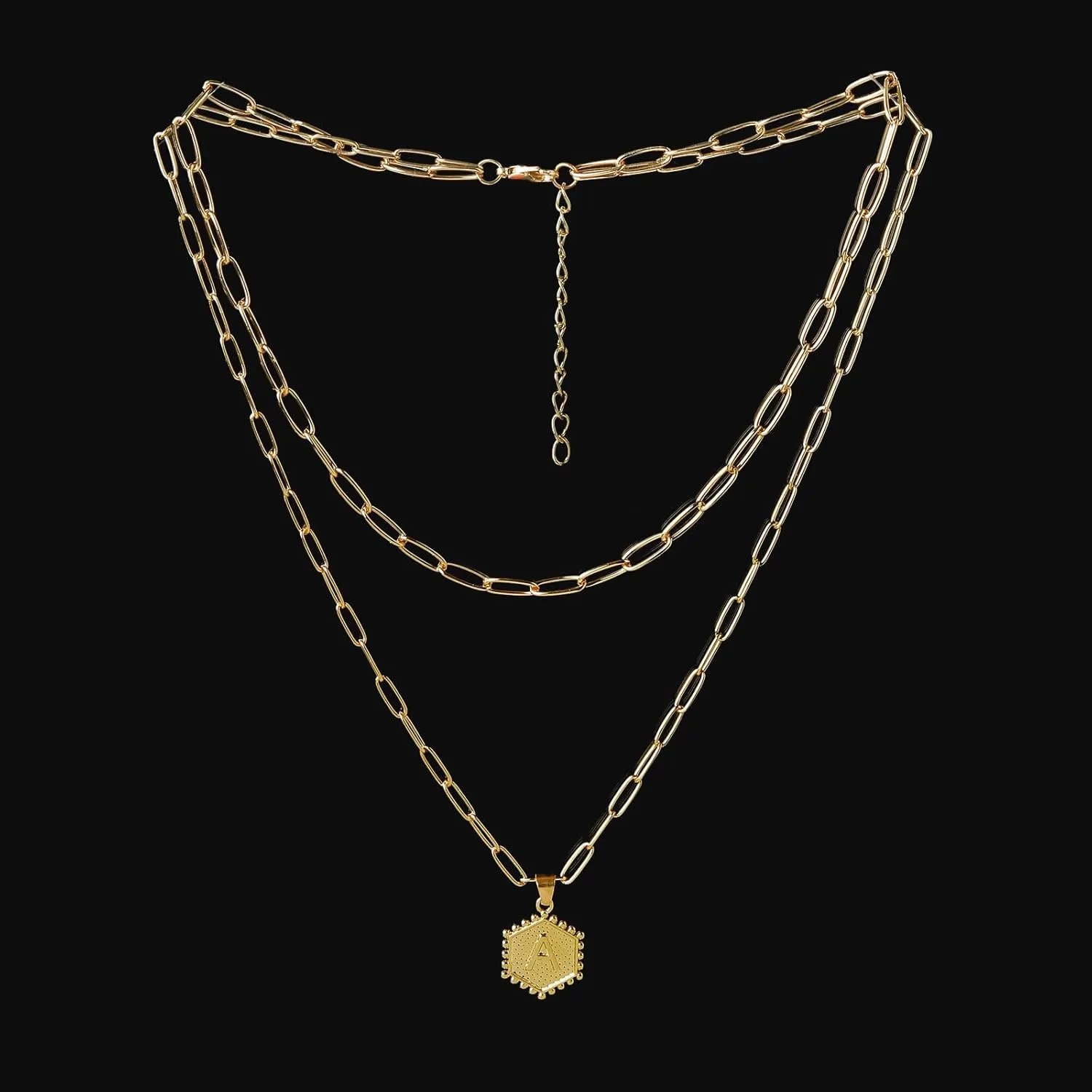 iLH A-Z 26 Alphabet Initial Gold Necklaces For Women Layered Necklaces Plated Paperclip Chain Personalized Letter Pendant