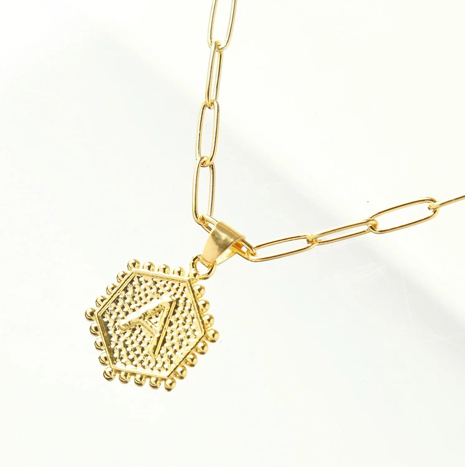 iLH A-Z 26 Alphabet Initial Gold Necklaces For Women Layered Necklaces Plated Paperclip Chain Personalized Letter Pendant