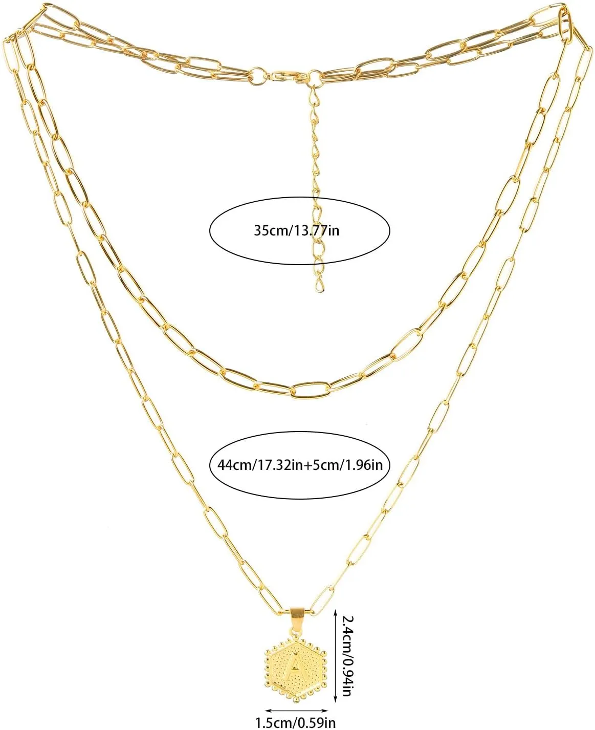 iLH A-Z 26 Alphabet Initial Gold Necklaces For Women Layered Necklaces Plated Paperclip Chain Personalized Letter Pendant