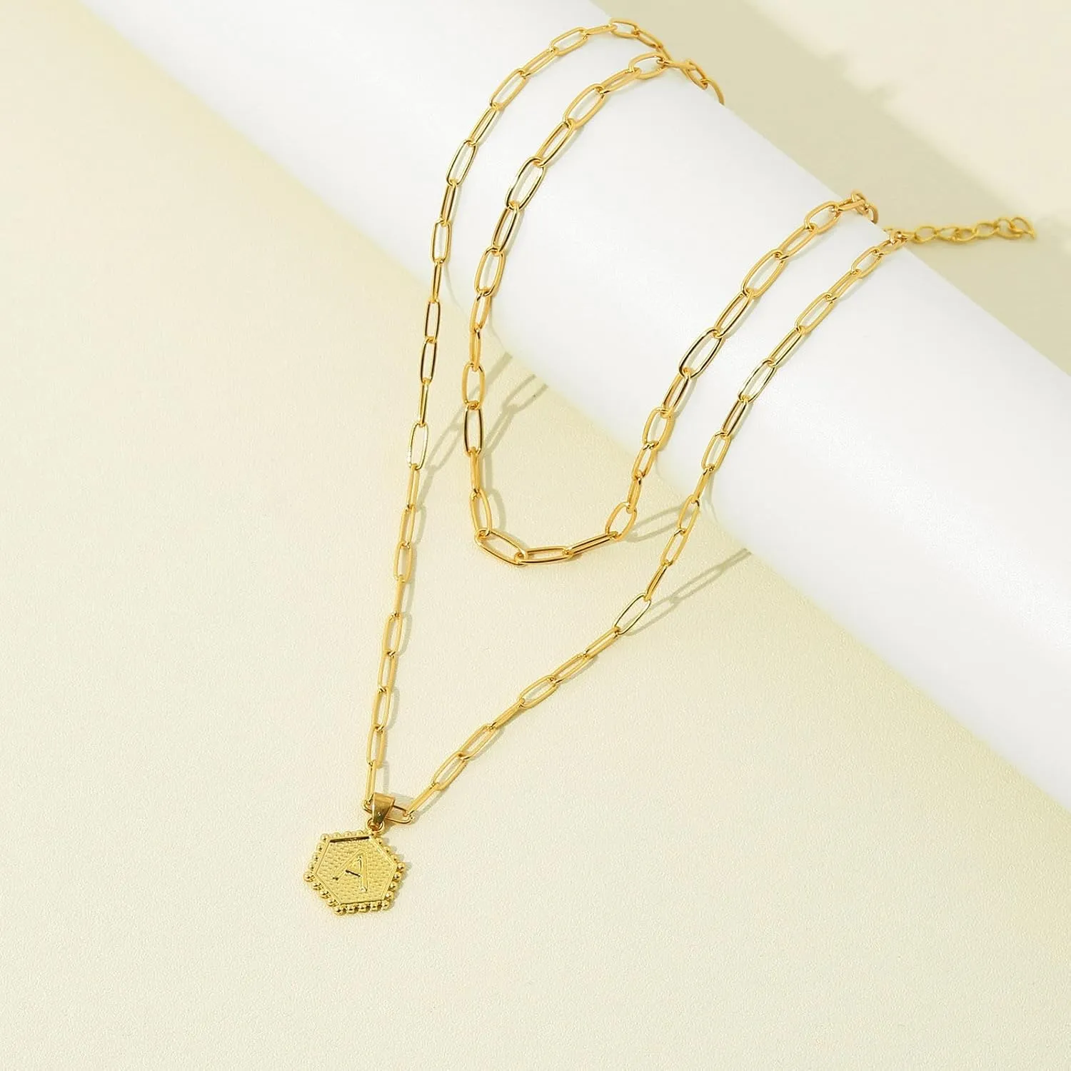 iLH A-Z 26 Alphabet Initial Gold Necklaces For Women Layered Necklaces Plated Paperclip Chain Personalized Letter Pendant