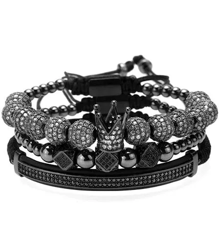 Imperial Crown King Mens Bracelet Pave CZ ，Gold Bracelets for Men Luxury Charm Fashion Cuff Bangle Crown Birthday Jewelry